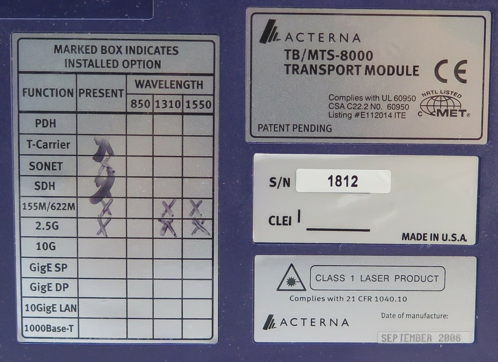 JDSU TB/MTS-8000 Transport Module w/ options