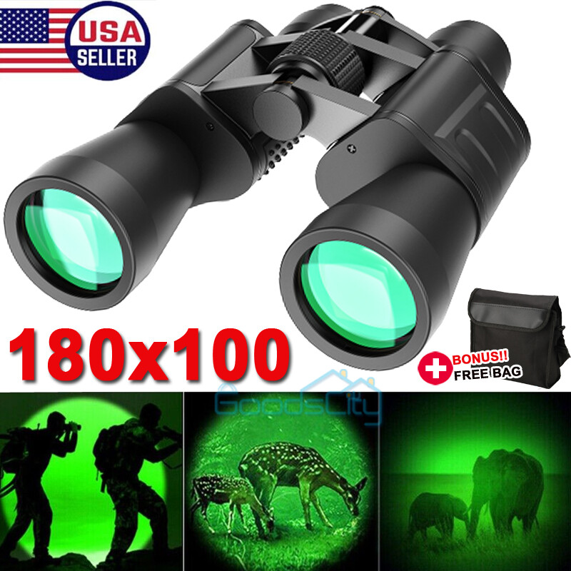 180x100 High Power Military Binoculars Day/Night Vision Waterproof Hunting +Case