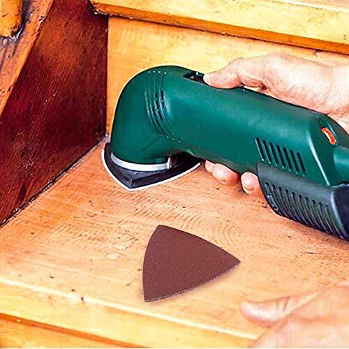100 Pcs Triangle Hook & Loop Sandpaper Fit 3-1/2 Inch Oscillation Multi Tool