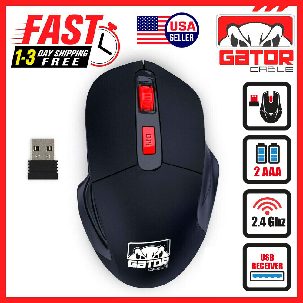 Wireless Optical Mouse Ergonomic USB Receiver 2.4GHz for Laptop PC Computer Mac