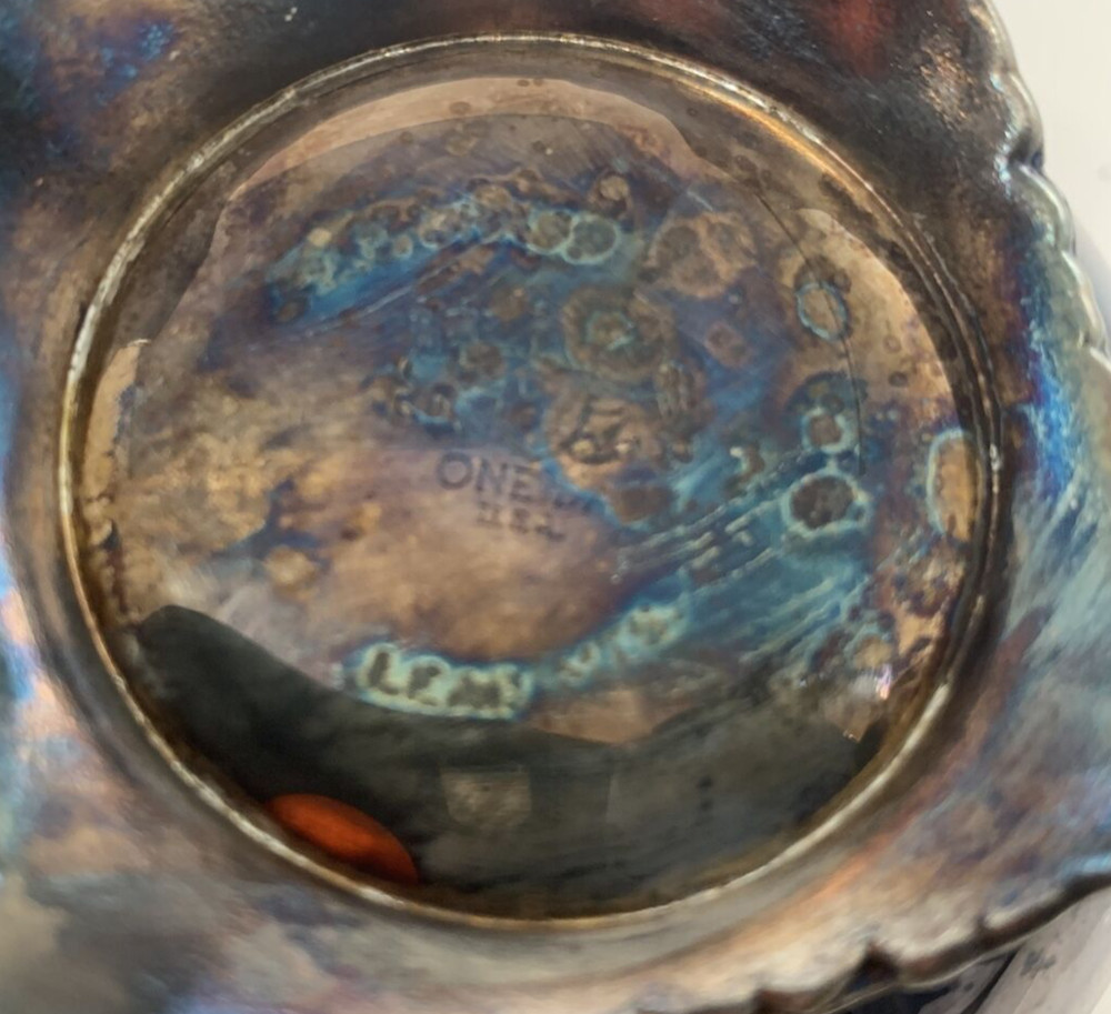 Antique Brass Cream & Sugar Set 3” Tall Footed VINTAGE