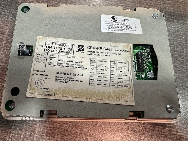 GEMINI / NAPCO Keypad Model GEM-RP1CAe2