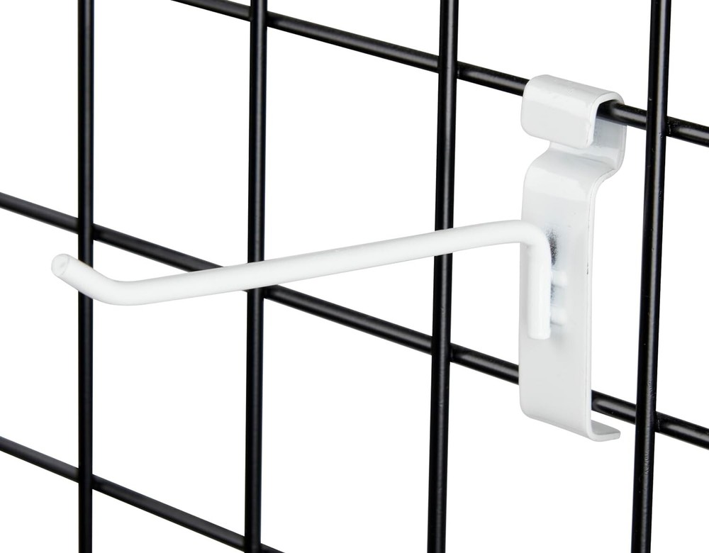 8" Wire Grid Hooks Hook Peg Gridwall 100 White 6mm Tubing 3" OC Display