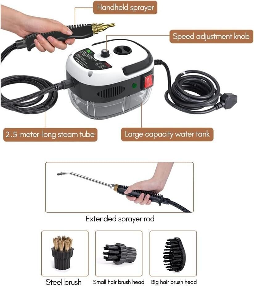 Handheld Car Detailing Cleaning Machine High Temp Steam Cleaner Household 2500W