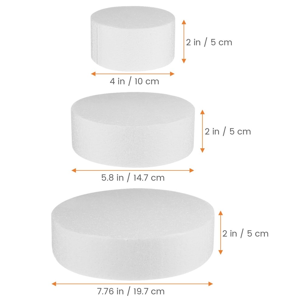 Foam Cake Dummies Foam Circles Cake Dummies 3Pack Rounds for Decorating Cake ...