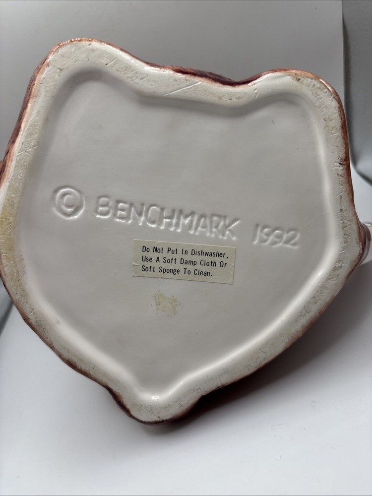 Benchmark 1992" Christmas Brown Bear Teapot Candy Cane Handle
