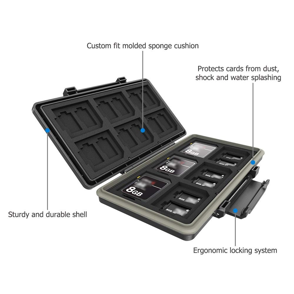 10 Slots Micro SD Card Case+36 Memory Case black