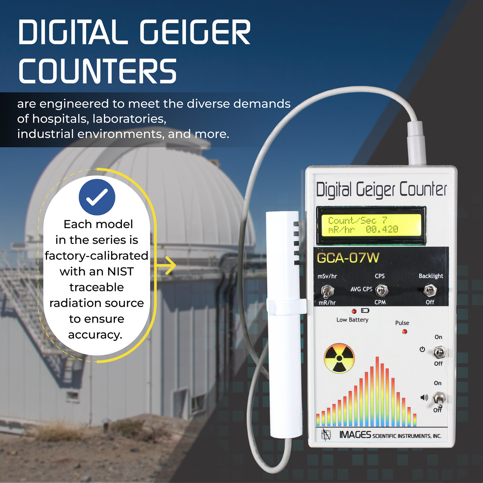 GCA-07W Professional Digital Geiger Counter With External Wand