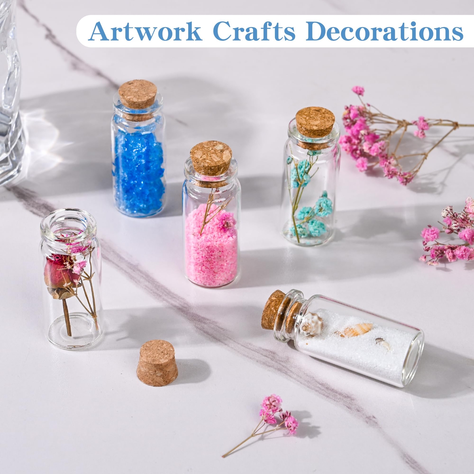 24 Pack Glass Bottles with Cork Stopper，Mini Glass Bottle with Cork，Small DIY De