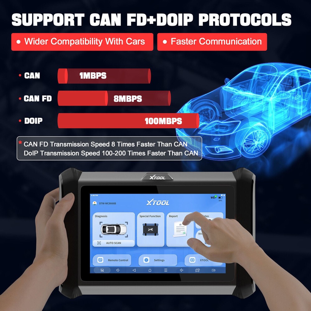 XTOOL USED D7W WIFI Connection OBD2 Diagnostic Scanner Bidirectional Key Coding