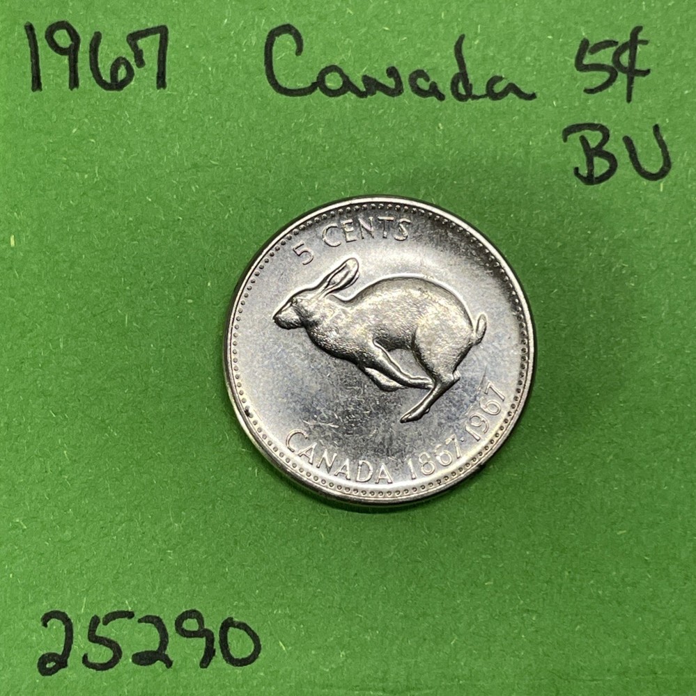 1967 Canada 🇨🇦 5 Cents Coin Uncirculated Mint State
