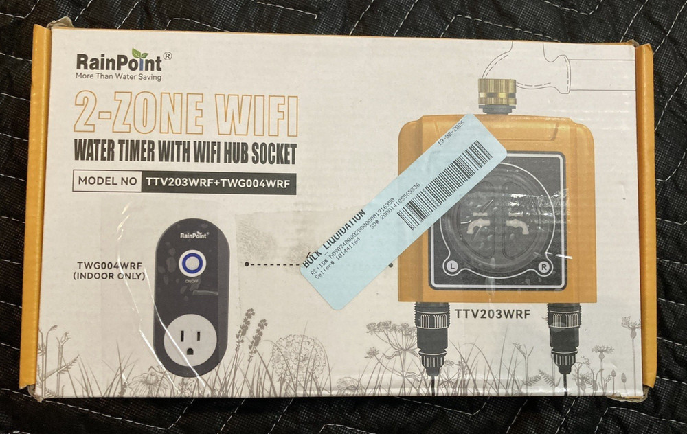 Rainpoint 2-Zone Wifi Irrigation Water Timer w/Smart Hose Timer-Hub Plug
