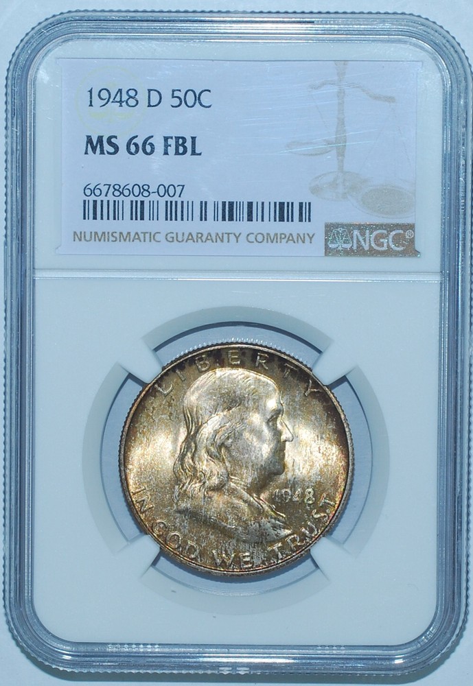 1948 D NGC MS66FBL Full Bell Lines Franklin Half Dollar