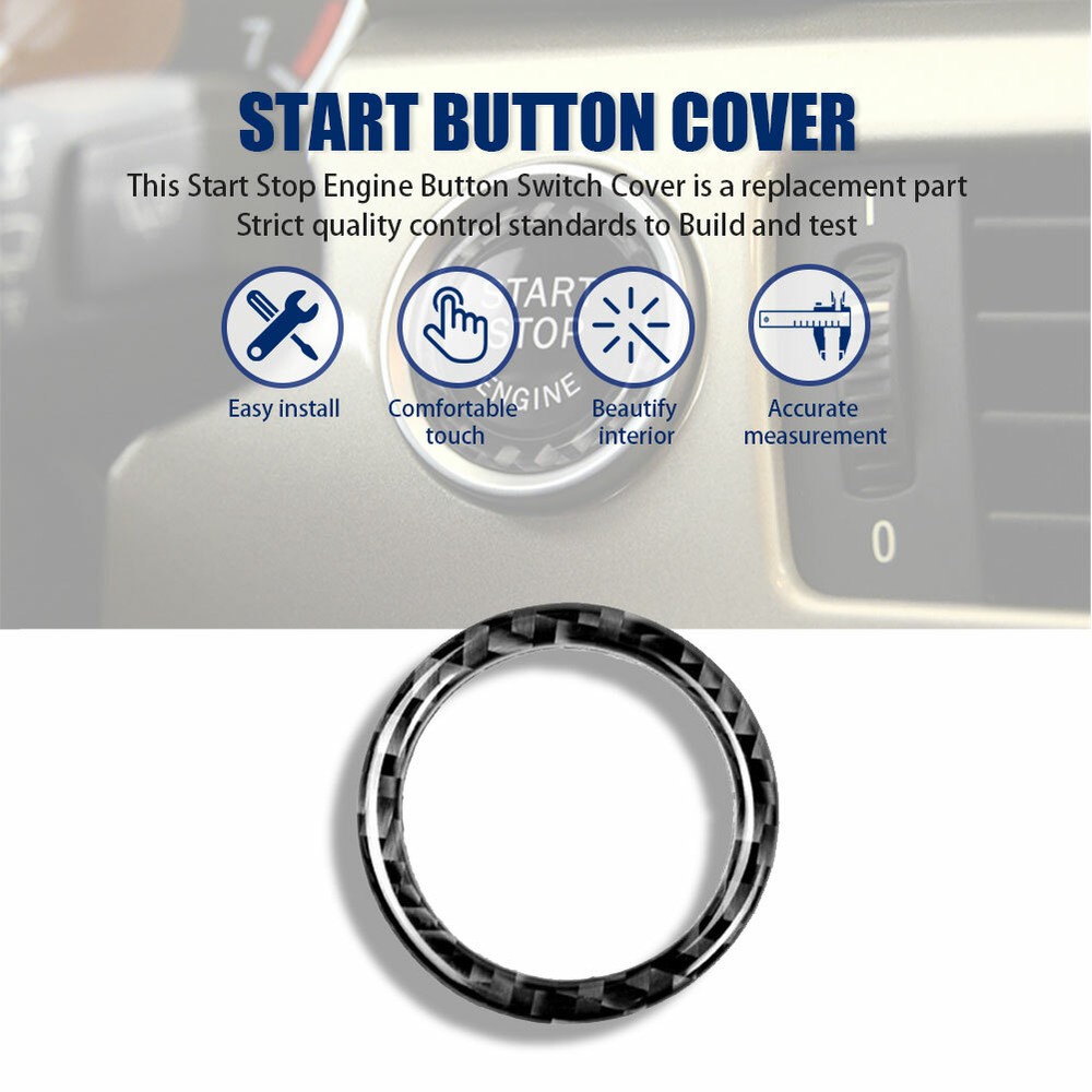 Carbon Fiber Car Engine Start Stop Push Button Ring Trim For BMW E92 E93 E90