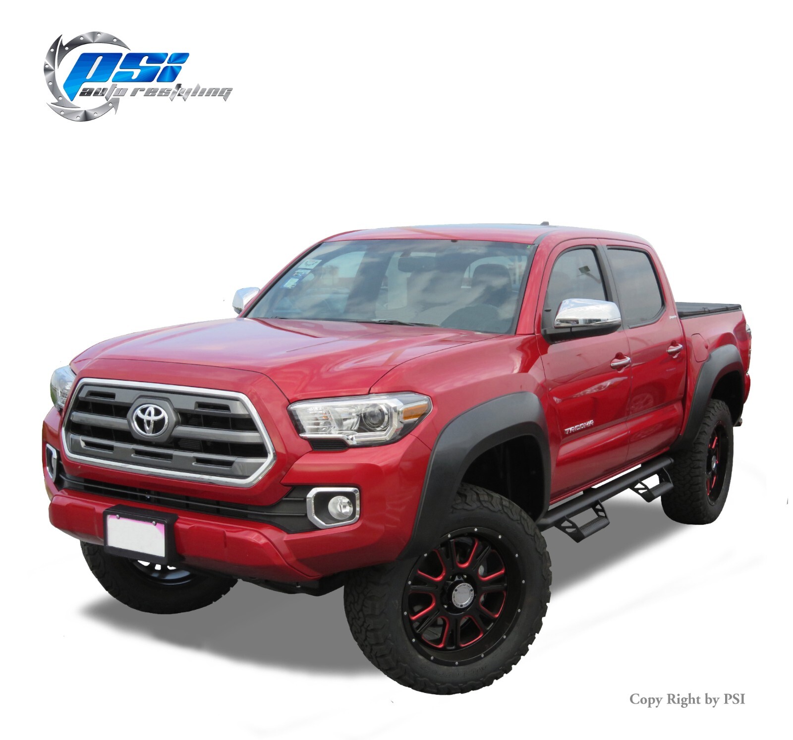 Extension Style Fender Flares Fits Toyota Tacoma 2016-2023 Full Set, Paintable