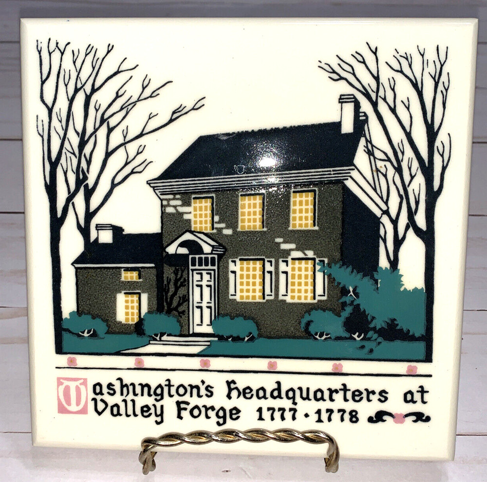 Vintage Ceramic Trivet Washingtons Headquarters Valley Forge American Olean Tile