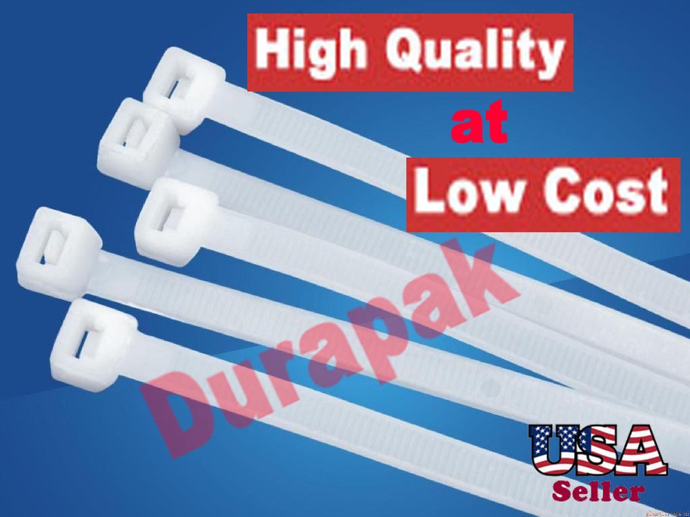 400 PCS 8" Natural Cable Wire Tie 50 Lbs Zip Nylon !!!