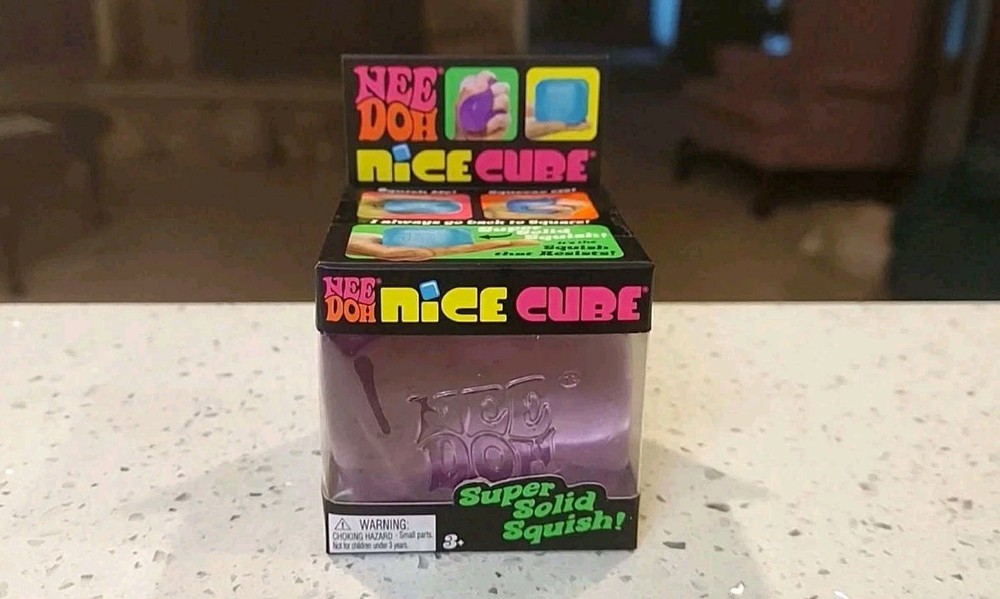 Nee Doh~Nice Cube Super Solid Squish Squeezable Stress Sensory Toy Purple~SEALED