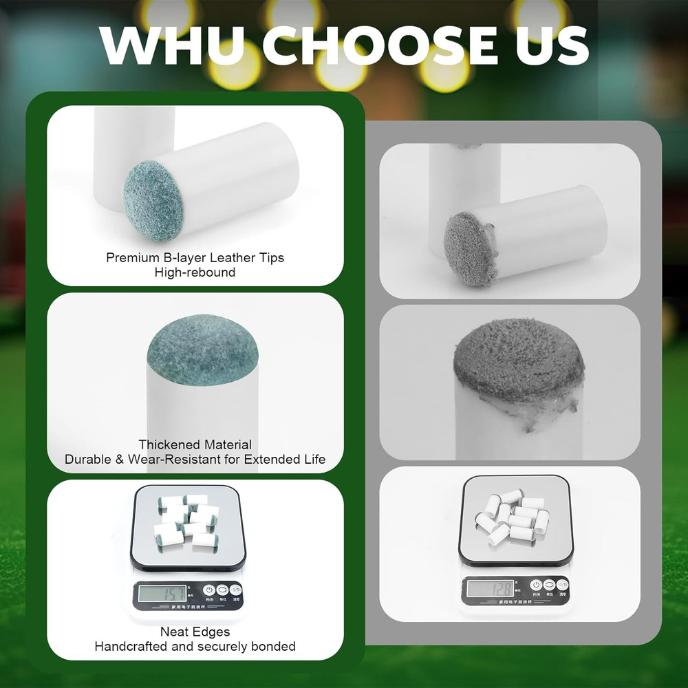 40Pcs Slip on Pool Cue Tips Replacement Kit, 4 Sizes Upgrade Pool Stick Tips for