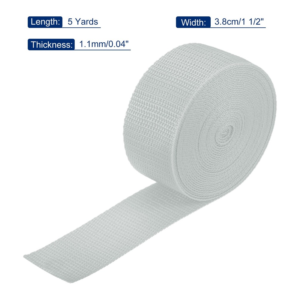 Lightweight Polypropylene Webbing Strap 3.8cm 5 Yard Light Grey