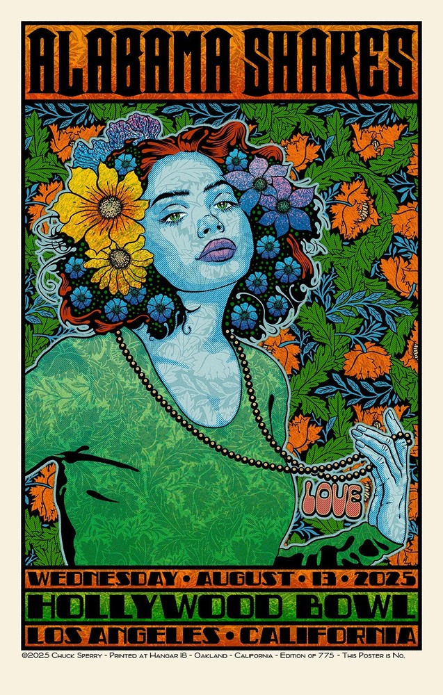 2025 Alabama Shakes Poster – Chuck Sperry – Hollywood Bowl LA – 21x33 (S/N)
