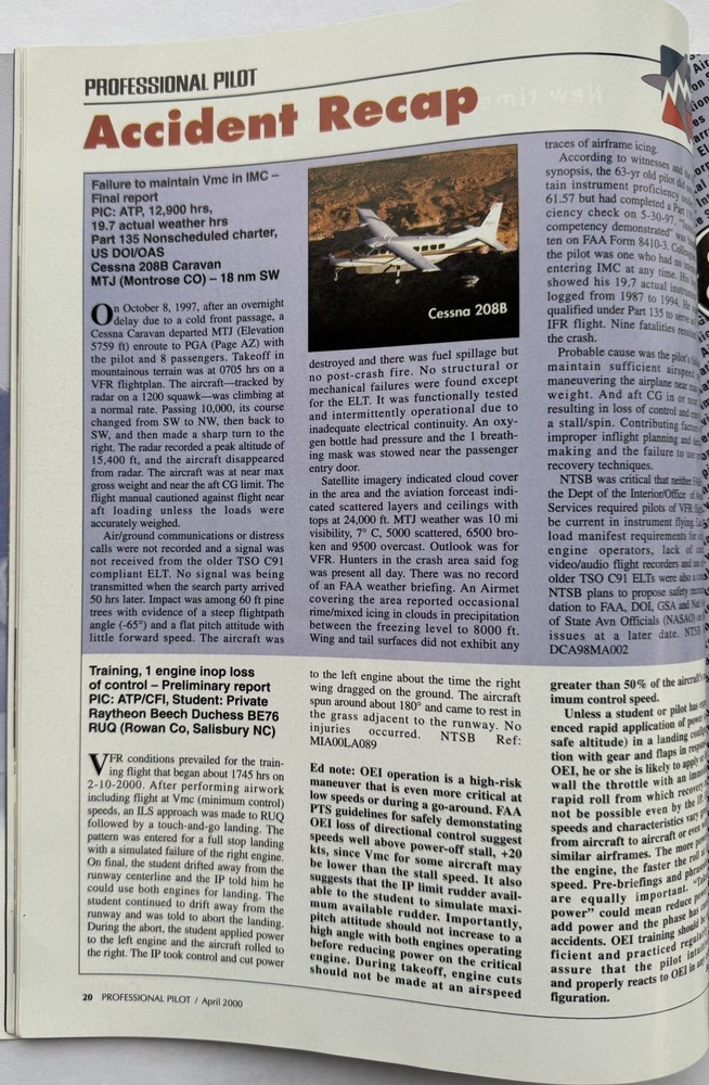 Professional Pilot Magazine April 2000 Vol 34 No 4 - Original