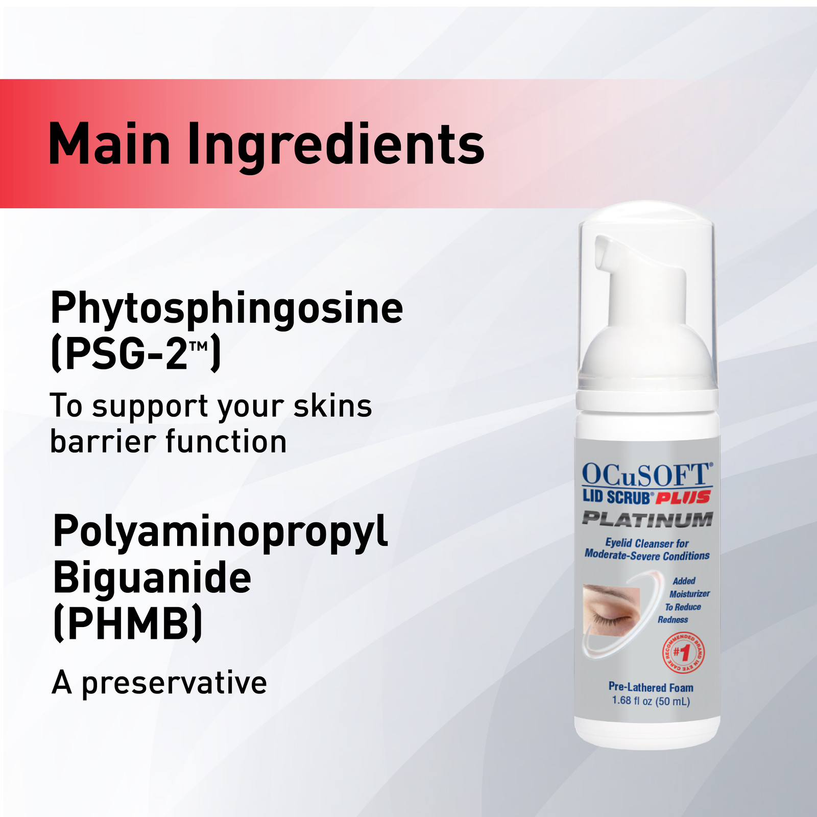 OCuSOFT Lid Scrub Plus Platinum Foaming Eyelid Cleanser 50 Milliters