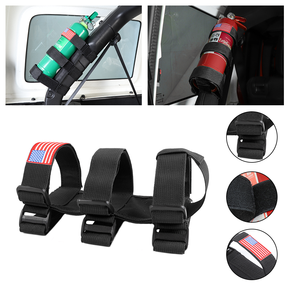 Car Roll Bar Fire Extinguisher Holder Adjustable Bracket Mount for Jeep Wrangler
