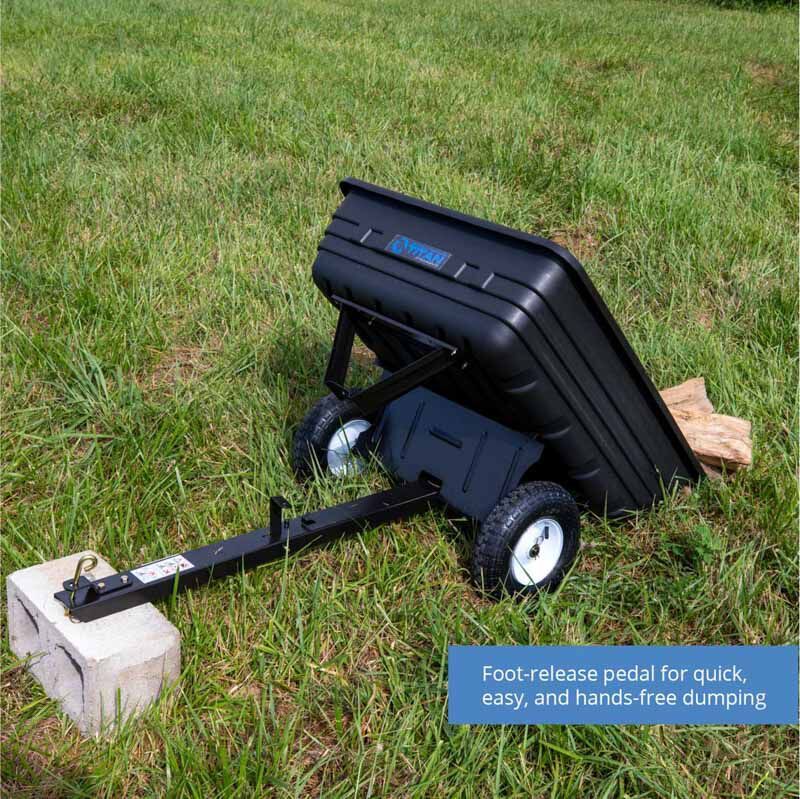Titan Attachments 400 LB (10 Cu. Ft.) Economy Poly Dump Cart for Lawn Tractor