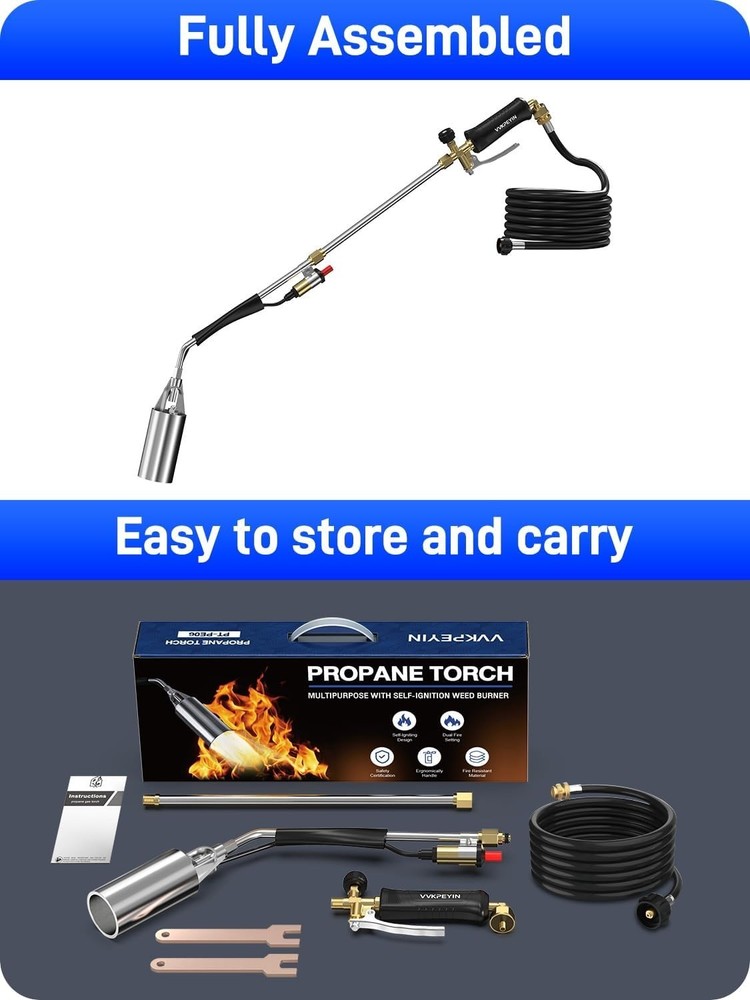 Multi-Purpose Heavy-Duty Propane Torch with Self Igniter for Weeding & Melting