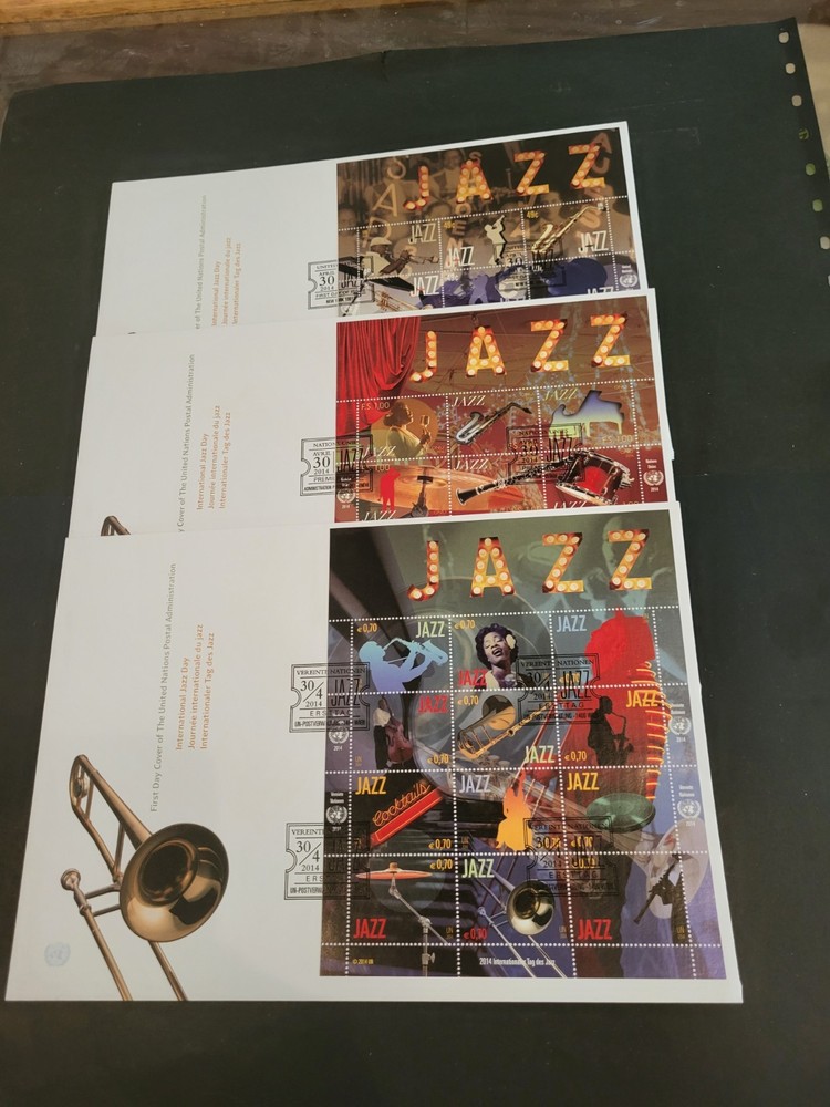 2014 JAZZ Large FDC's - All Three Offices - UNPA Cachet