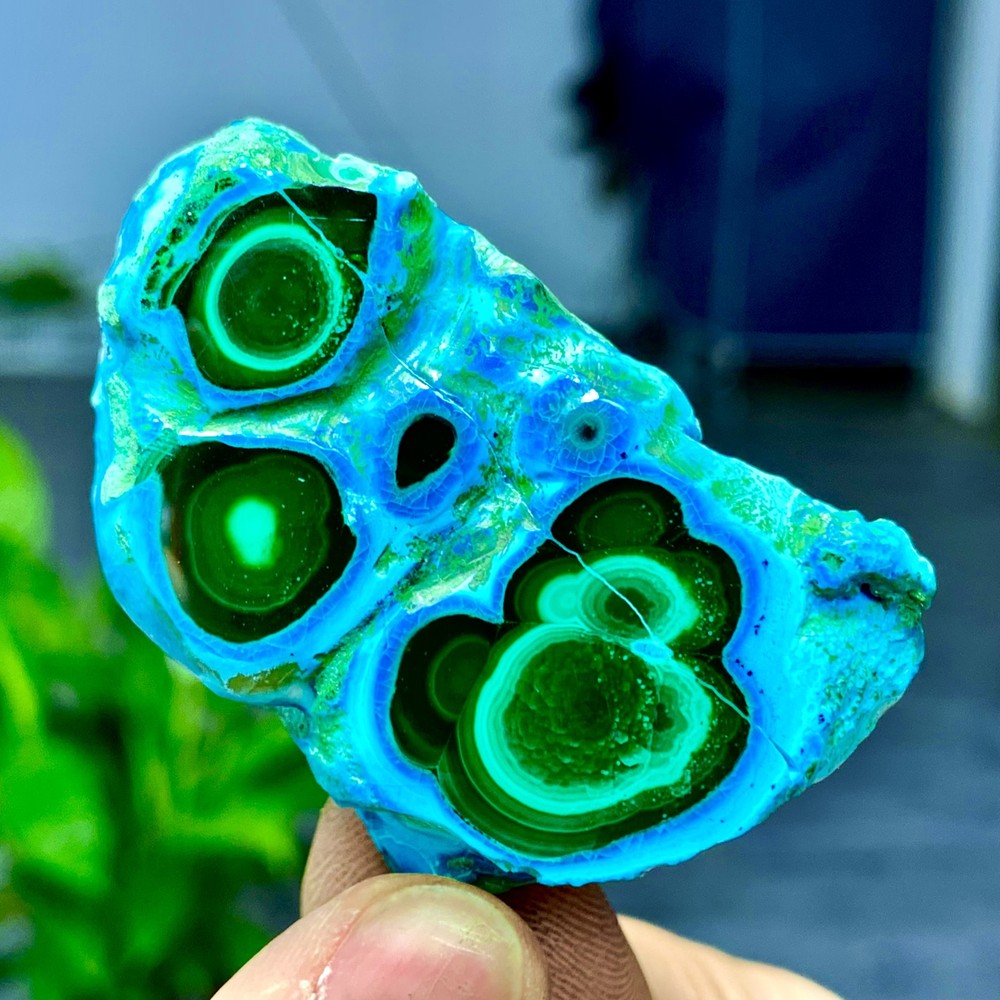 52G Natural Chrysocolla/Malachite transparent cluster rough mineral sample