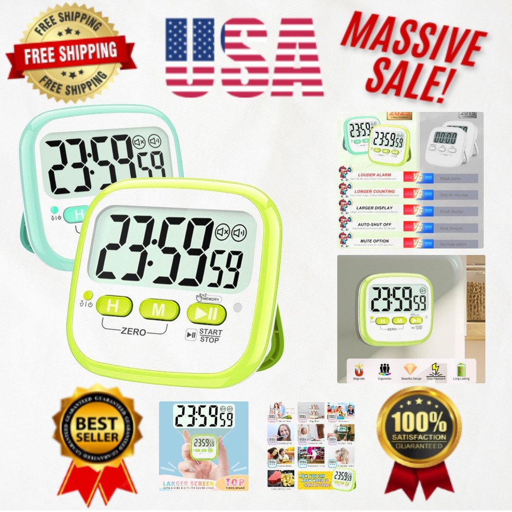 2-Pack Classroom Timers: Magnetic Digital Countdown Timer for Kids & Teachers