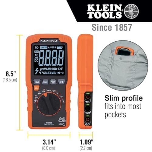 Digital Multimeter Auto Ranging TRMS 600V AC DC Voltage Current Resistance Tempe