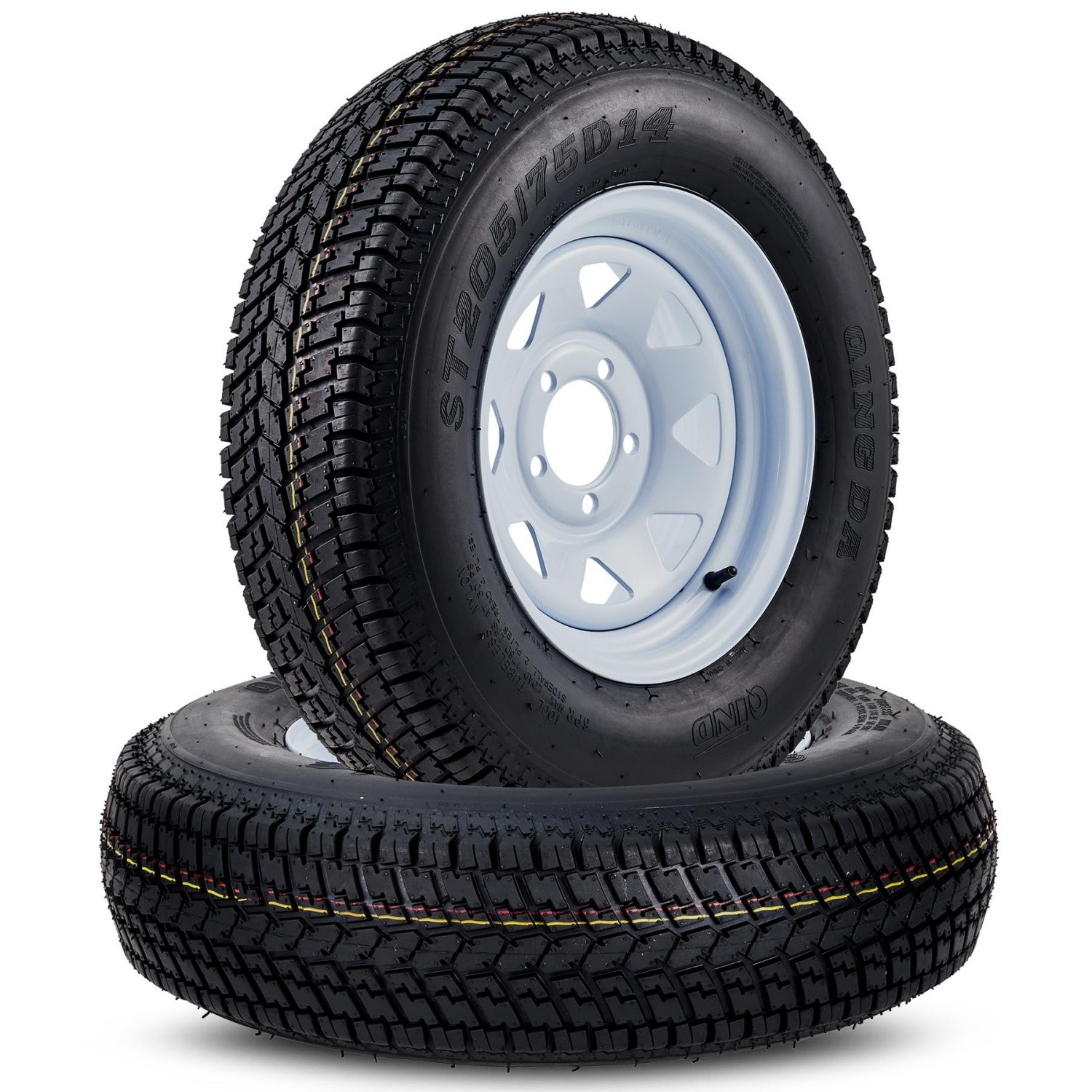 Set Of 4 ST205/75D14 205 75 14 Trailer Tires & Wheels 14" Rims 5 Lug on 4.5" 6PR