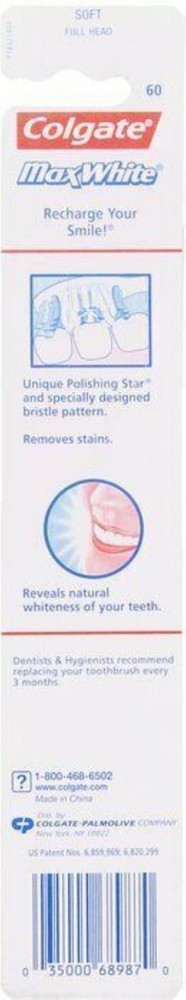 New Colgate Max White Soft Full Head #60 Toothbrush