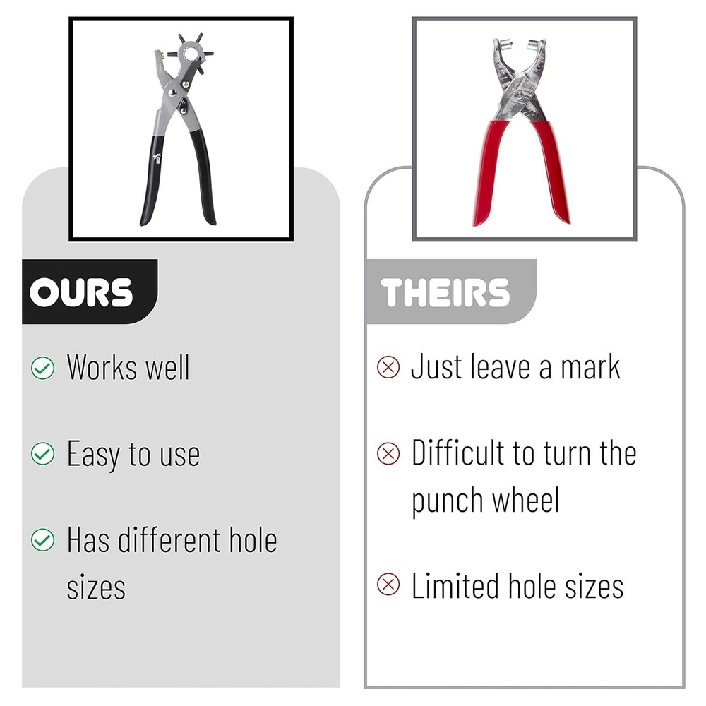 Leather Hole Punch Tool - 6 Sizes for Crafting Precision & Versatility