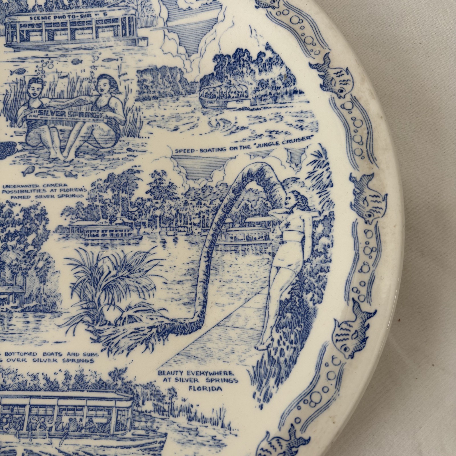 Silver Springs, Florida Rare Vintage Souvenir Plate By Vernon Kilns Exc. Cond.