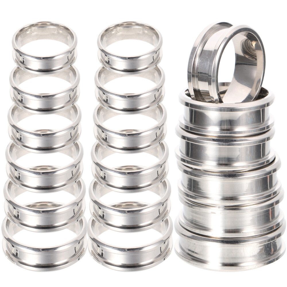 18pc Ring Blanks Grooved Plain Finger Ring Stainless Ring Jewelry Making
