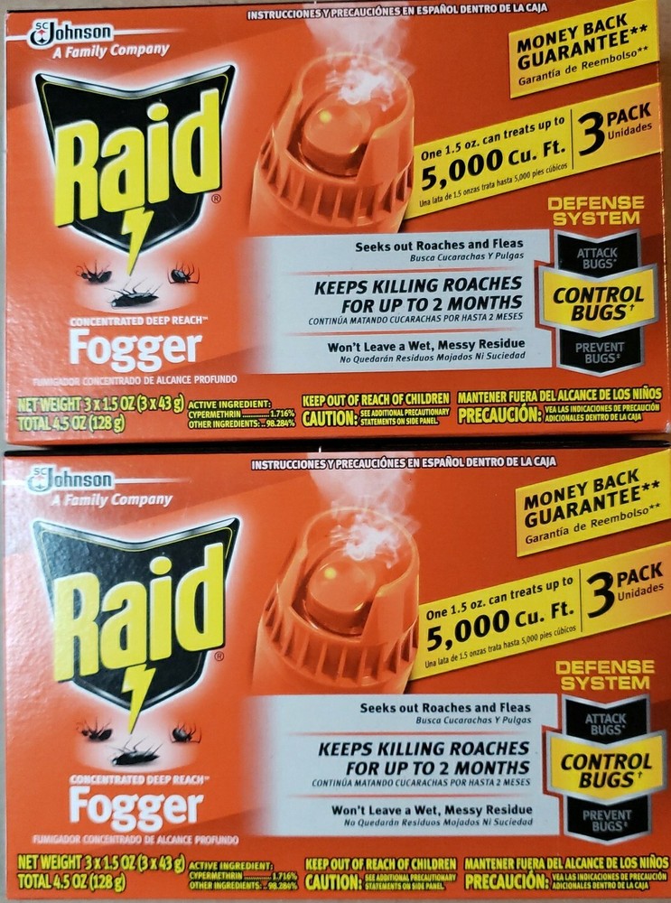 6 Raid Concentrated Foggers Deep Reach Bugs Control Killer (2- 3 Pack Count) NIB