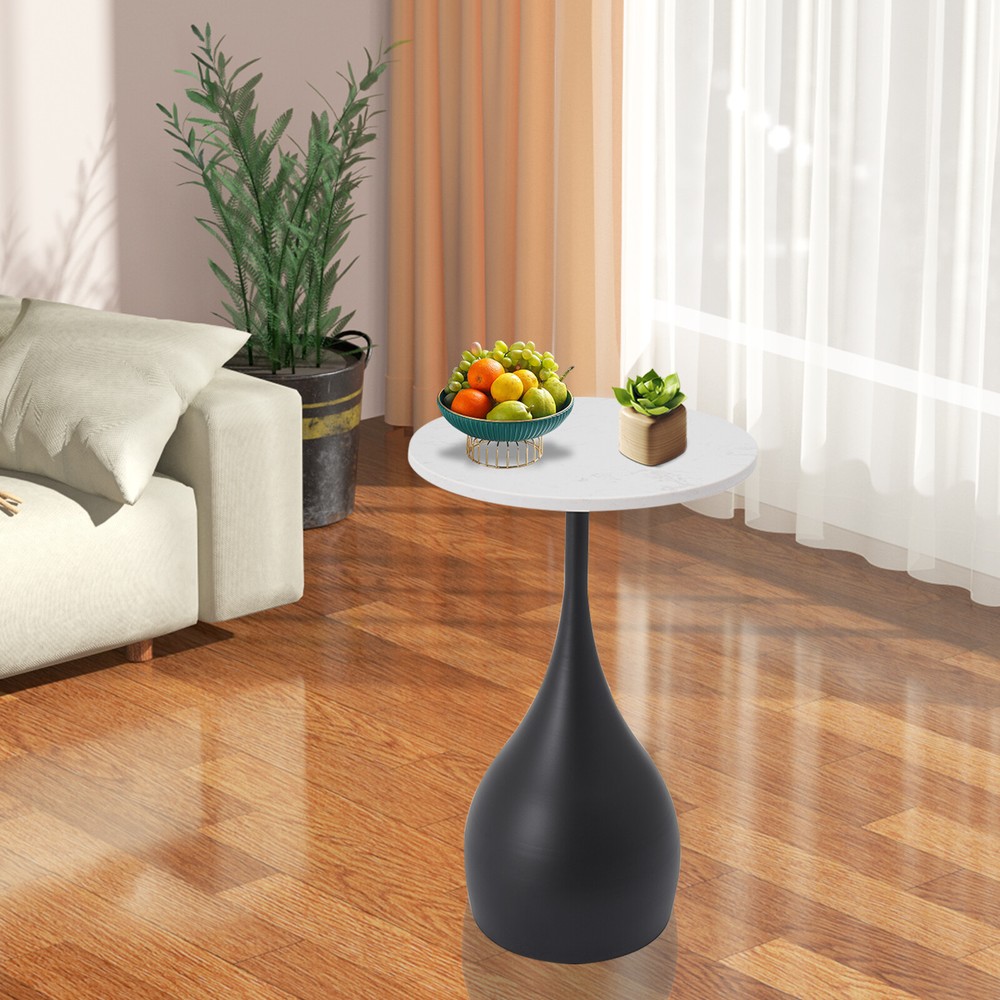 1378 Inch Marble Sofa Side Table Modern Round Accent Table For Small Spaces