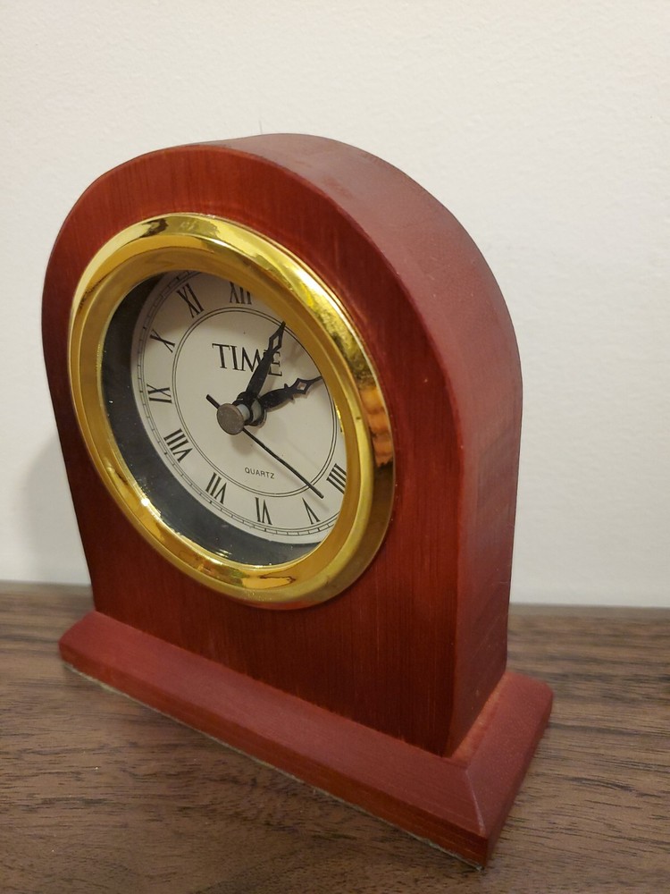 Wood Clock Table Mantel Time Quartz