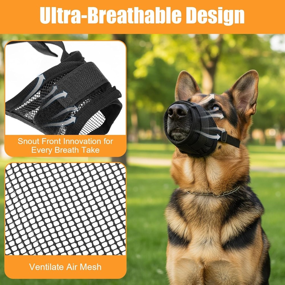 Dog Muzzle Set Small Medium Large Dogs Breathable Mesh Guard Anti-Biting Chewing