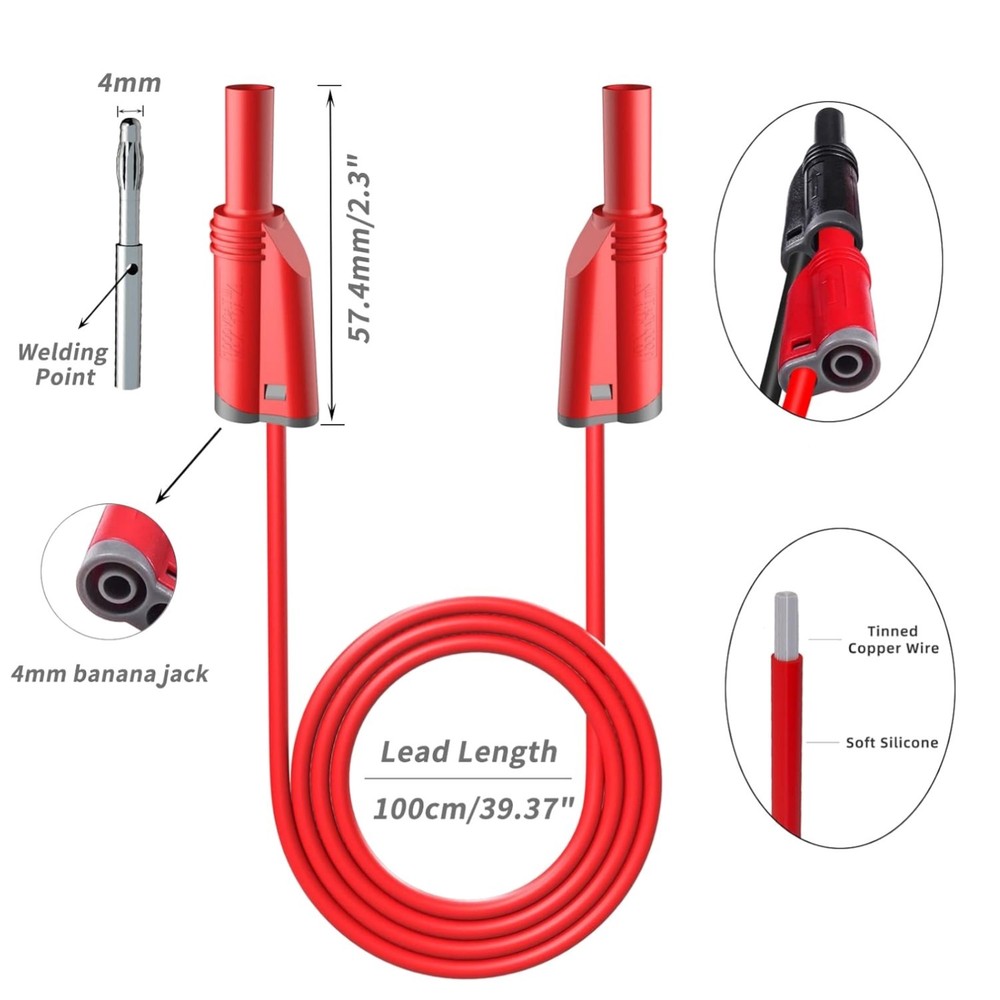 Multimeter  Leads with Alligator Clips