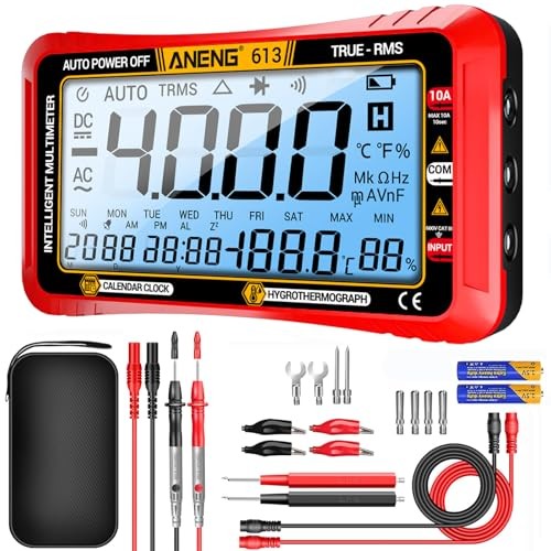 Digital Multimeter Tester,4000 Counts Voltage Tester,Auto 613 Red Large Screen