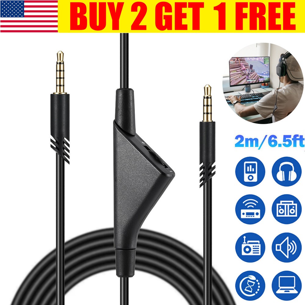 Replacement Audio Cable Cord Volume Control for Astro A10 A40 Gaming Headset 2M