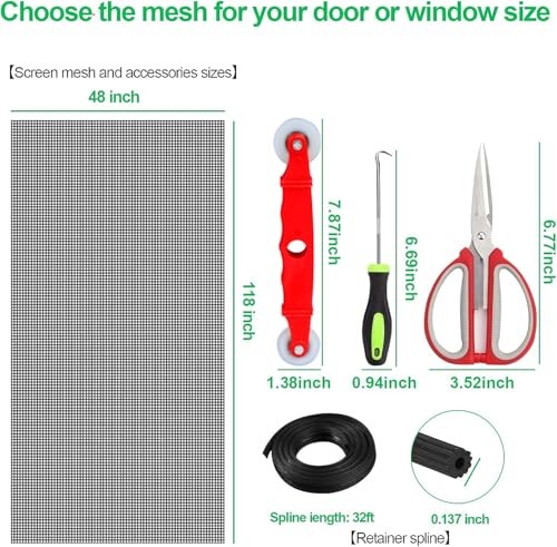 QWR Pet Proof Window Screen Replacement Kit, 48"x118" Durable High Hardness
