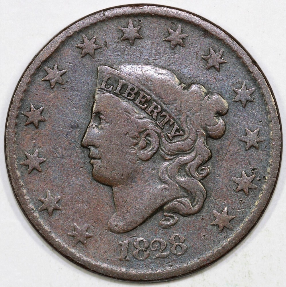 1828 1c N-12 Coronet or Matron Head Large Cent