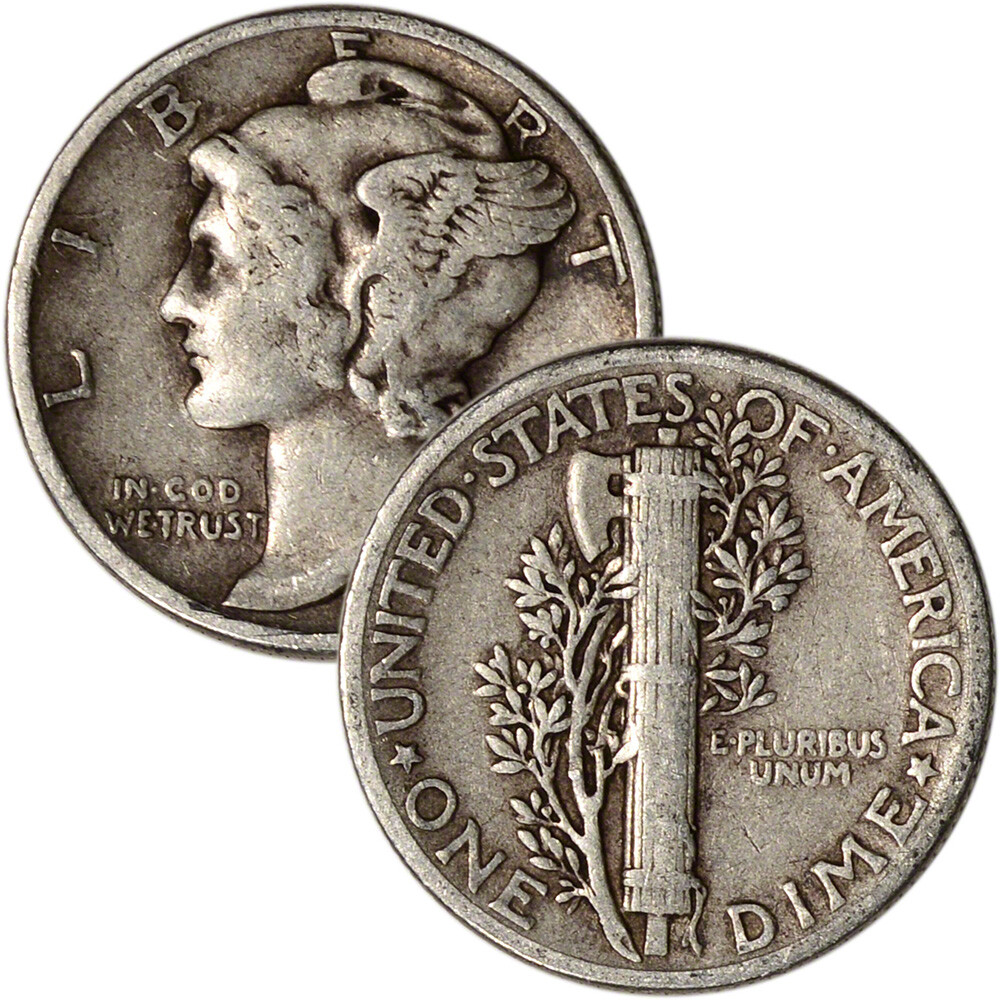 90% Silver Mercury Dimes - Roll of 50 - $5 Face Value