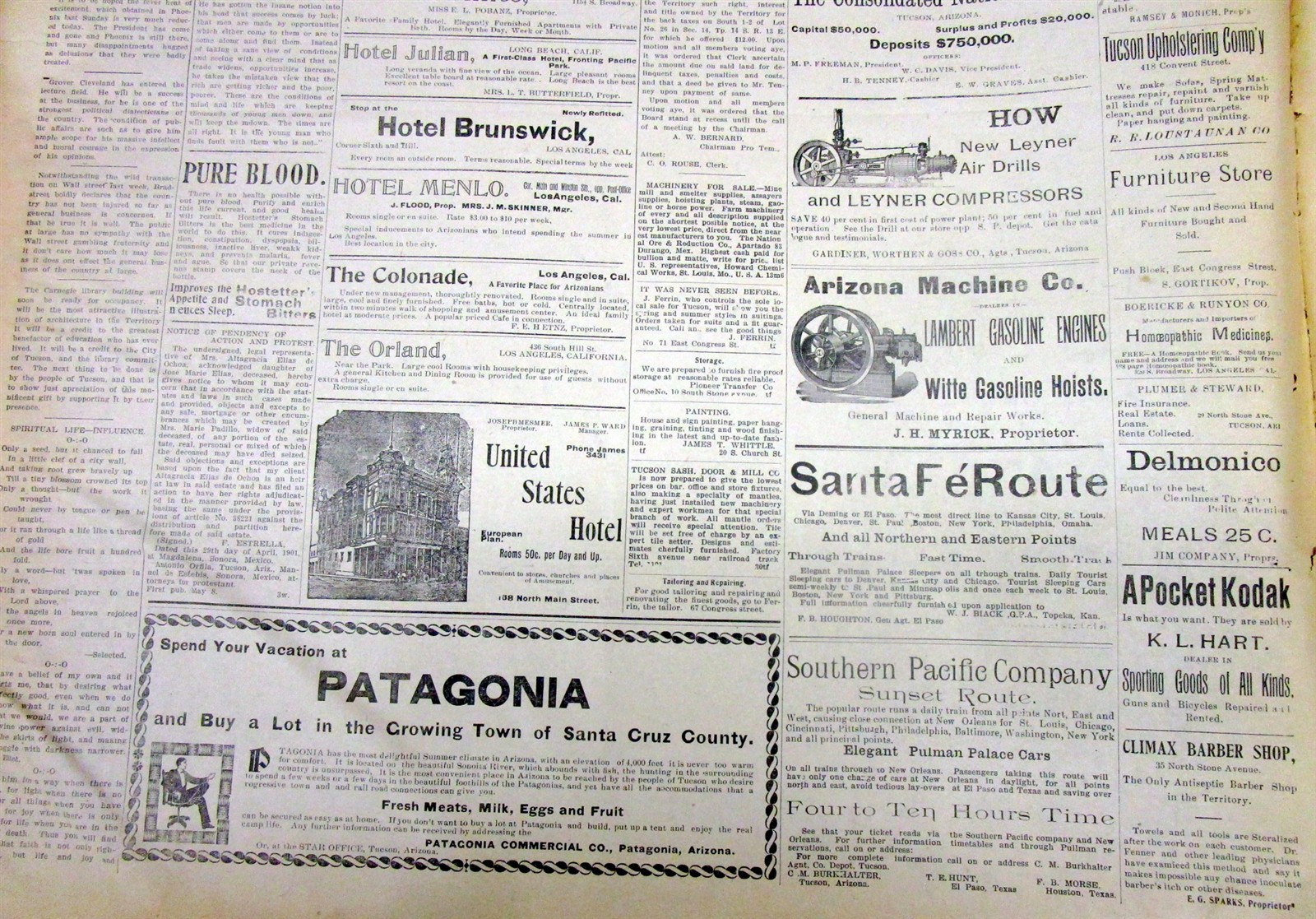 Lot of 5 1901 TUCSON Arizona Territory newspapers WILD WEST frontier 125 yrs old